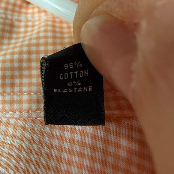 LAUREN Ralph Lauren Men's Peach Gingham Stretch Fabric Button Down Shirt 2XL - Picture 5 of 10